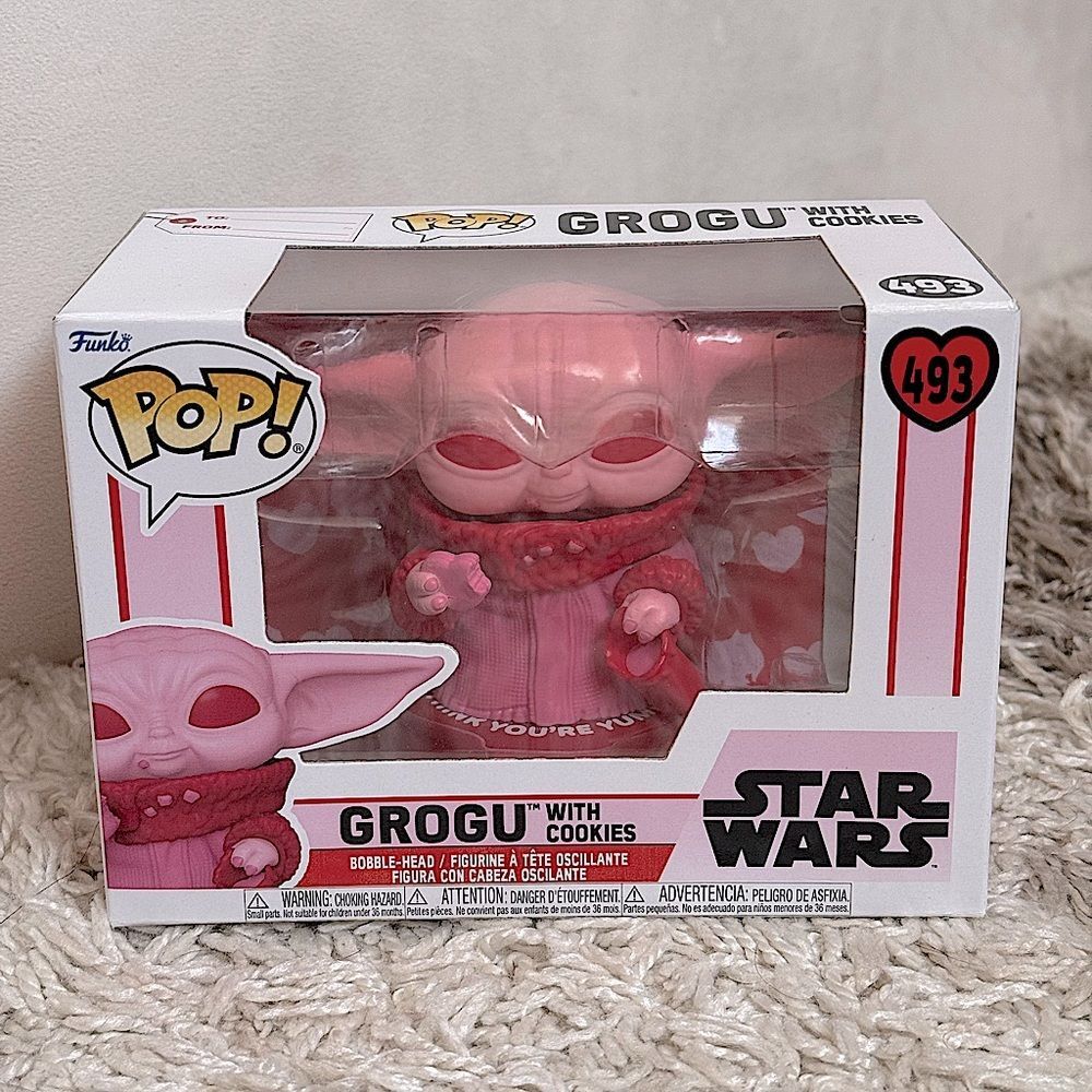 Funko Pop! Star Wars Valentines Day #493 Grogu With Cookies w/ Case VAULTED